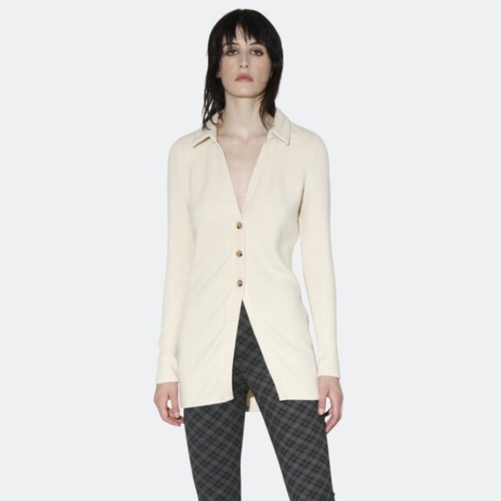 NWT Walter Baker Hendrix Jacket Ribbed Sweater Jacket in Ecru SZ Medium